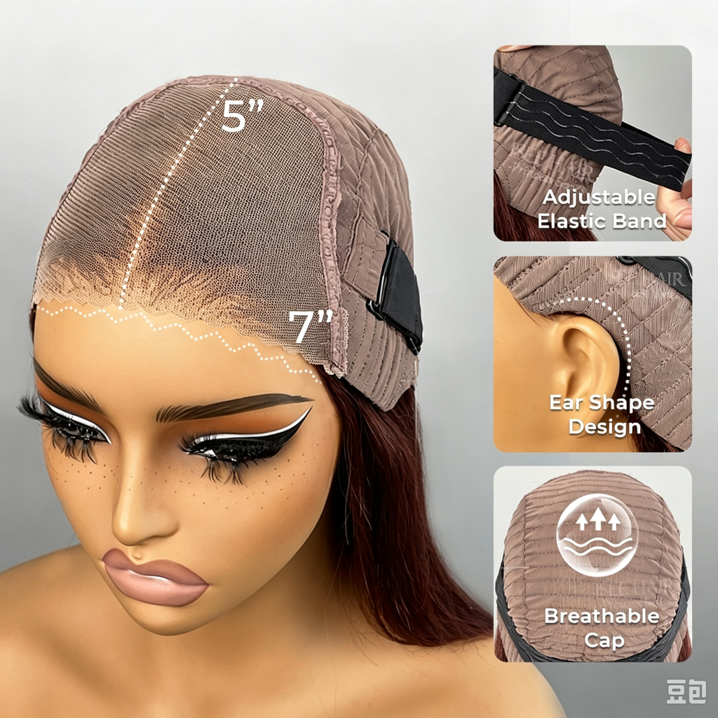 Reddish Brown Color Wear Go Straight Pre-Cut Lace Bob Glueless Wig