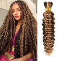 Human Braiding Hair for Boho Braids Highlight Deep Wave Bulk Highlight Color