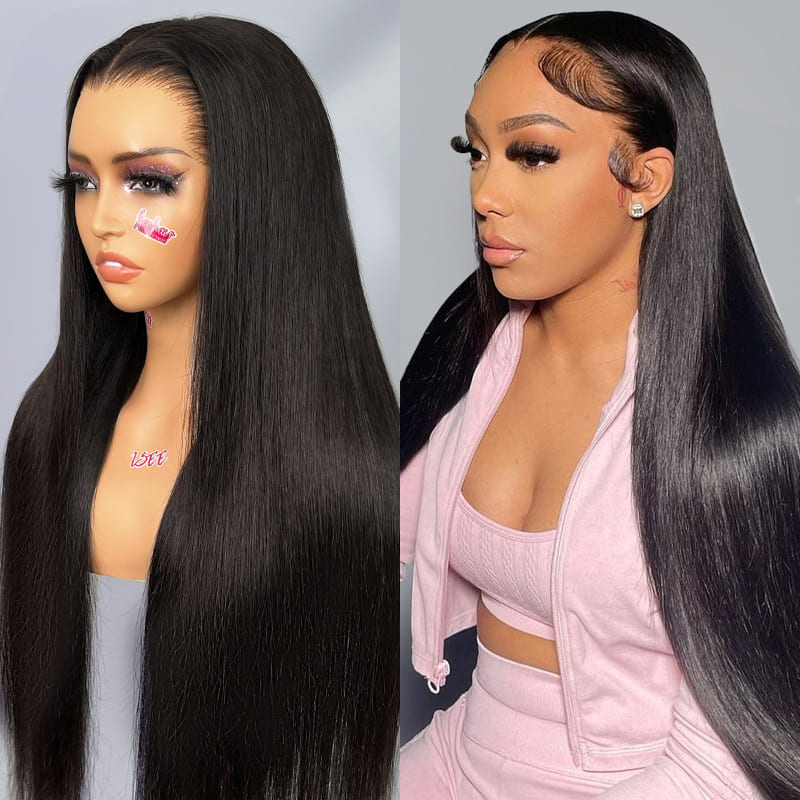 4x4 HD Glueless Lace Front Human Hair Wig Silk Straight Wear and go Wig