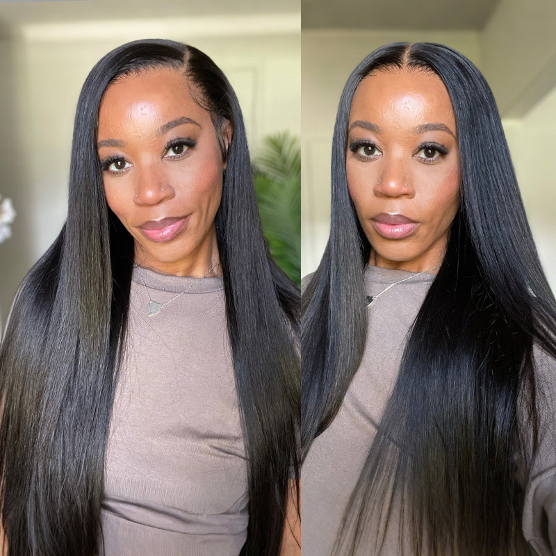 4x4 HD Glueless Lace Front Human Hair Wig Silk Straight Wear and go Wig