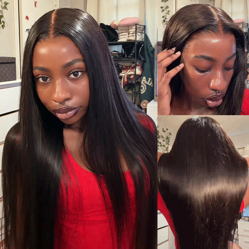 4x4 HD Glueless Lace Front Human Hair Wig Silk Straight Wear and go Wig