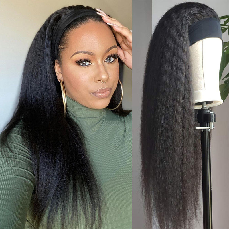 Headband Wig Human Hair Glueless Kinky Straight Natural Wig