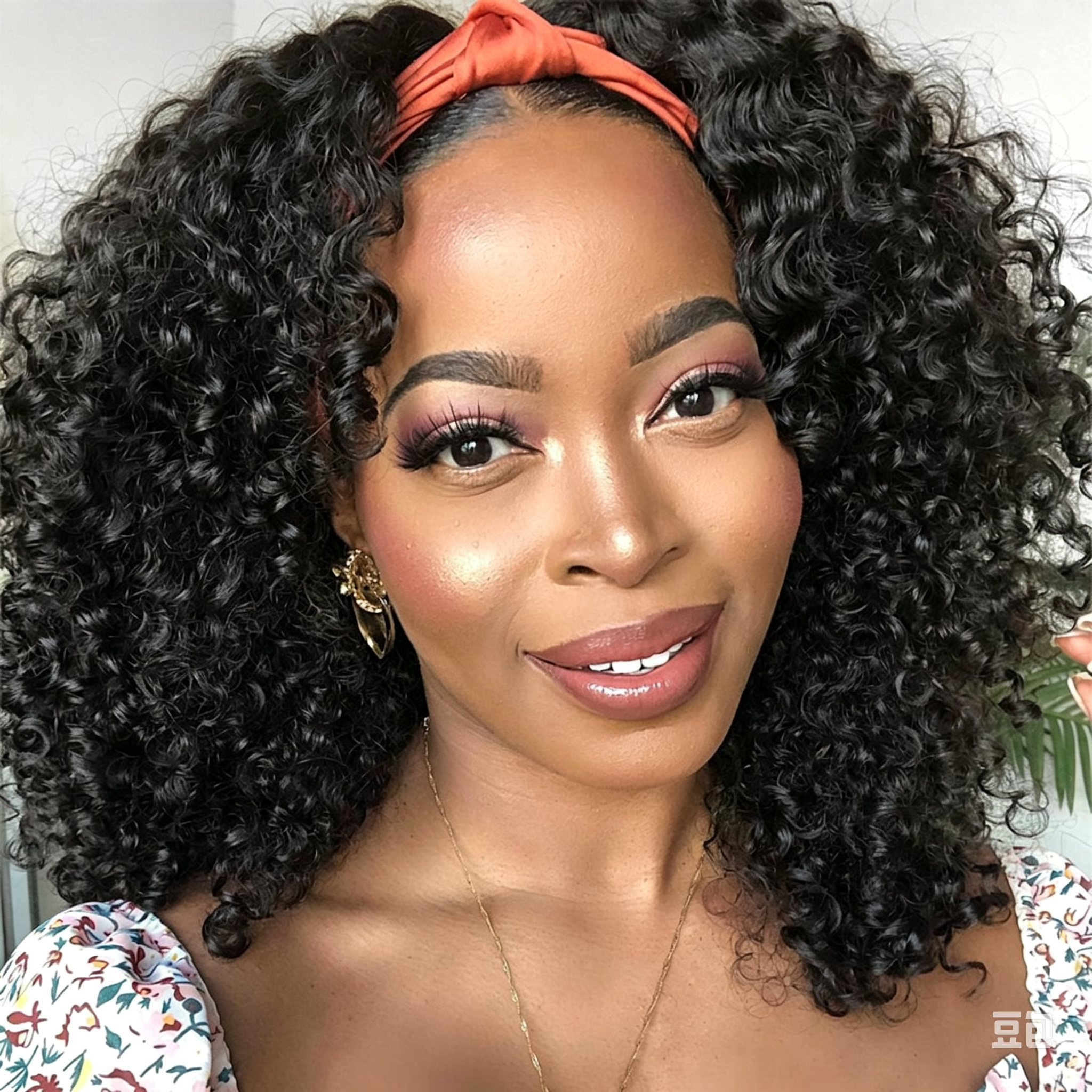 Kinky Curly Headband Wig 180% Density Human Hair Glueless Wig
