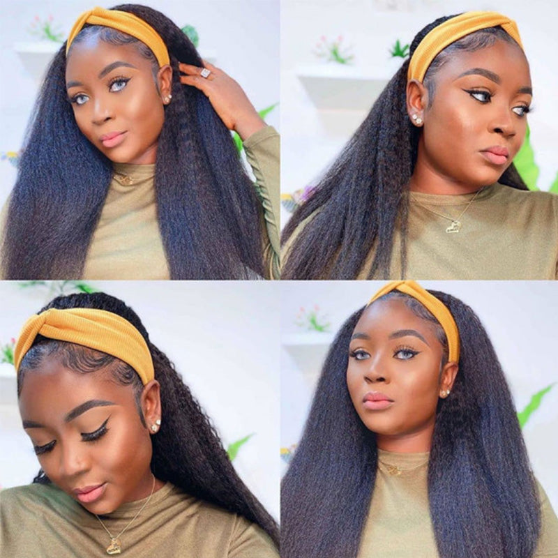 Headband Wig Human Hair Glueless Kinky Straight Natural Wig