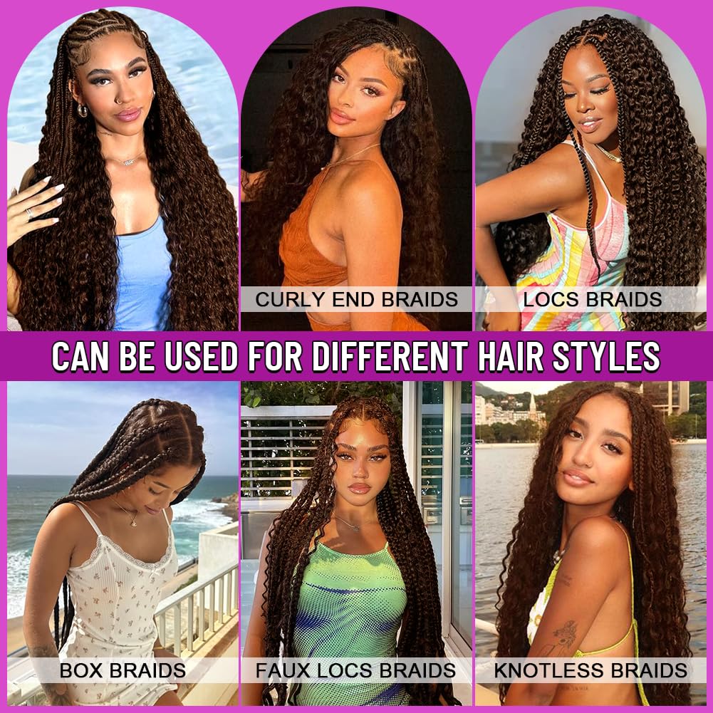 Human Boho Braiding Hair Deep Wave Bulk Boho Hair for Braiding Curly Bundles Human Hair Dark Brown