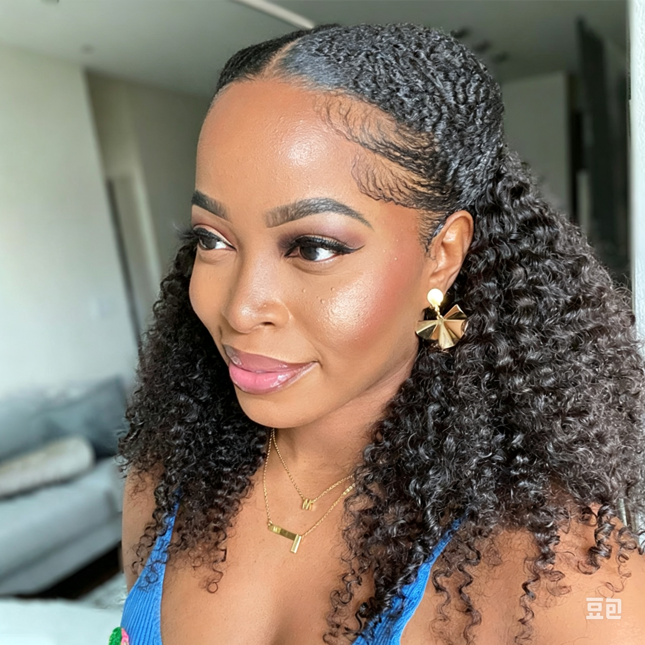 Kinky Curly Headband Wig 180% Density Human Hair Glueless Wig