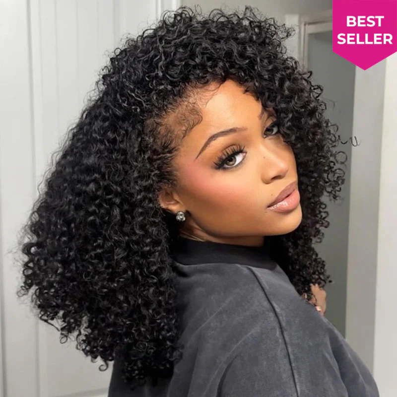 Curly Half Wig Seamless Kinky Curly Flip Over Wig Beginner Friendly