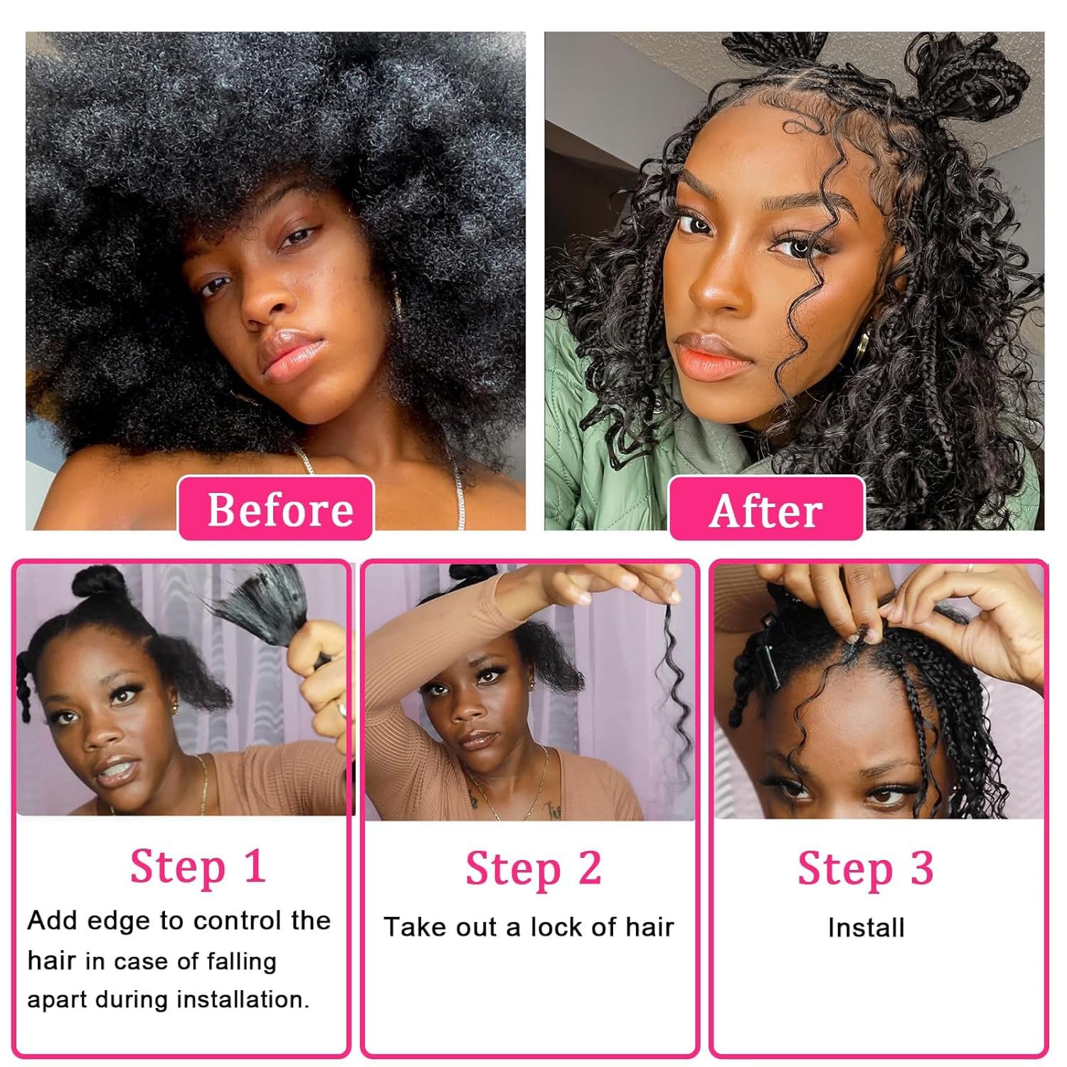 Human Braiding Hair for Boho Braids Highlight Deep Wave Bulk Highlight Color