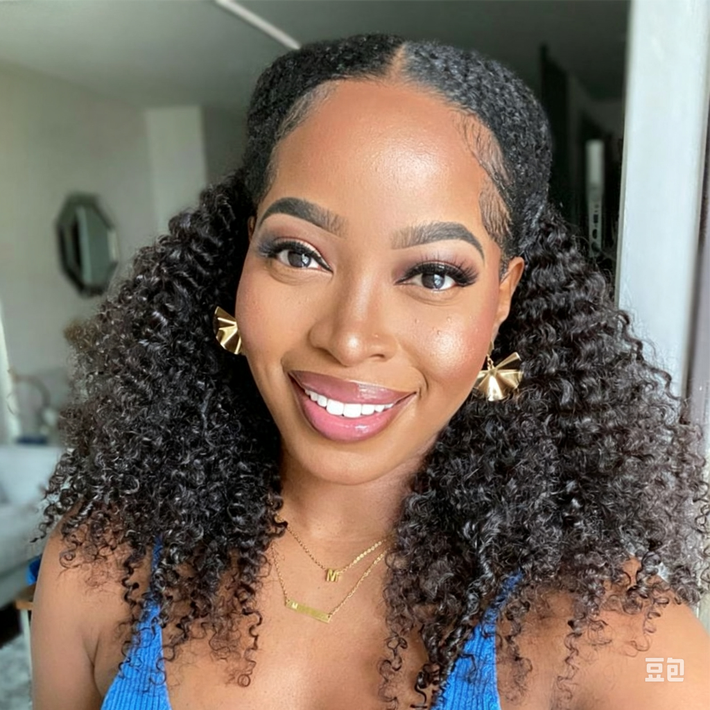 Kinky Curly Headband Wig 180% Density Human Hair Glueless Wig