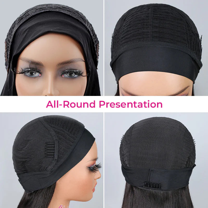 Kinky Curly Headband Wig 180% Density Human Hair Glueless Wig