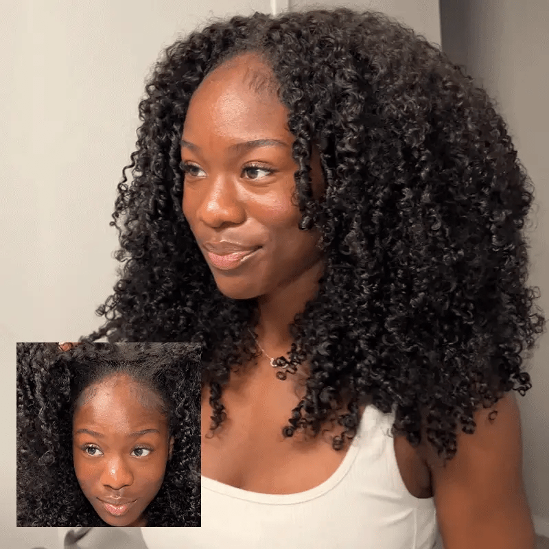 Curly Half Wig Seamless Kinky Curly Flip Over Wig Beginner Friendly