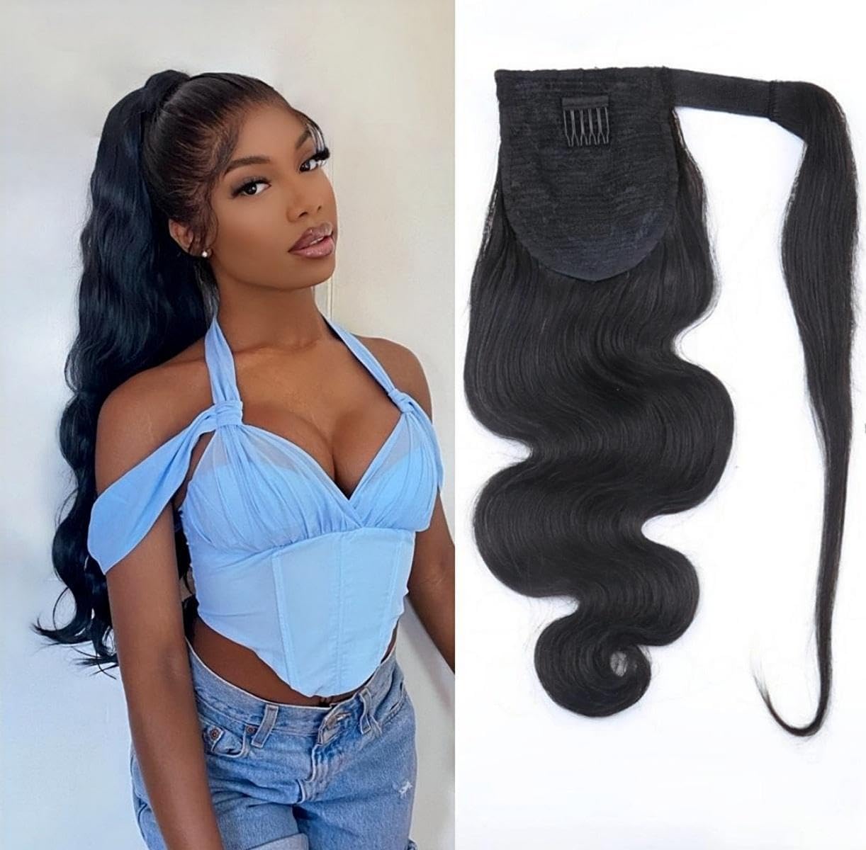 Body Wave Ponytail Clip In 100% Human Hair