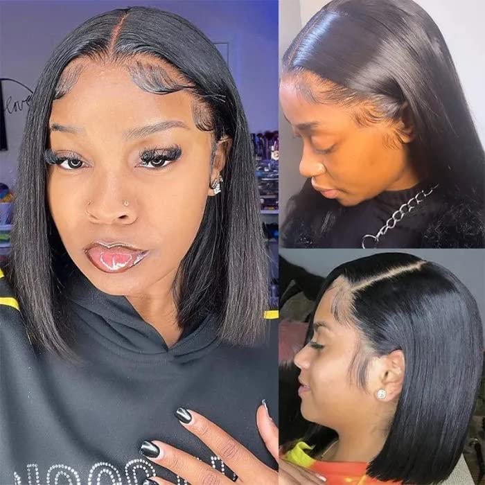 13x4 Bob Wig Lace Front Wigs Pre Plucked with Baby Hair 180% Density Short Bob Wigs