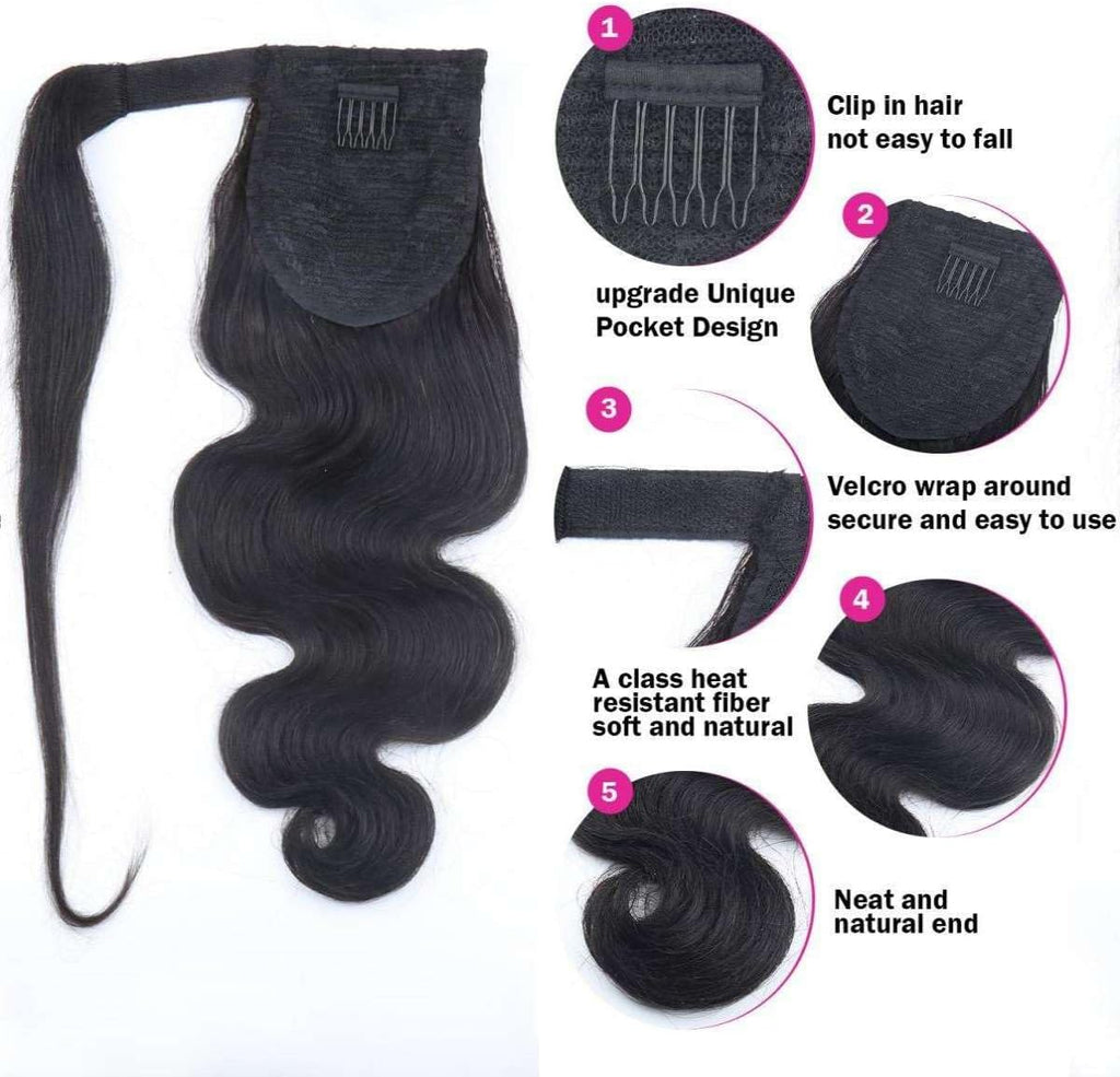 Body Wave Ponytail Clip In 100% Human Hair