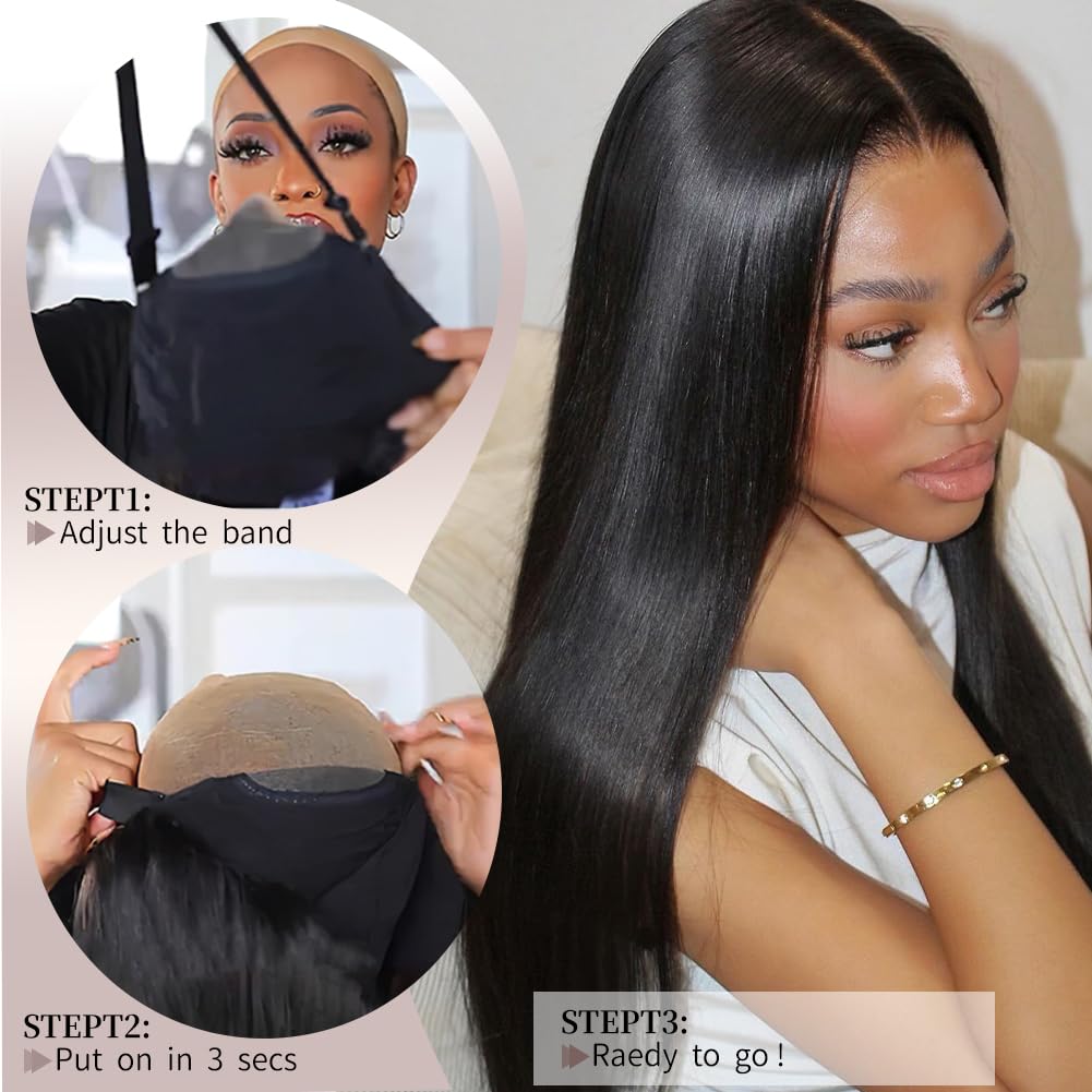 4x4 HD Glueless Lace Front Human Hair Wig Silk Straight Wear and go Wig