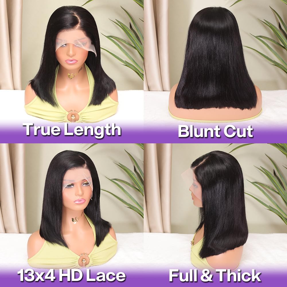 13x4 Bob Wig Lace Front Wigs Pre Plucked with Baby Hair 180% Density Short Bob Wigs