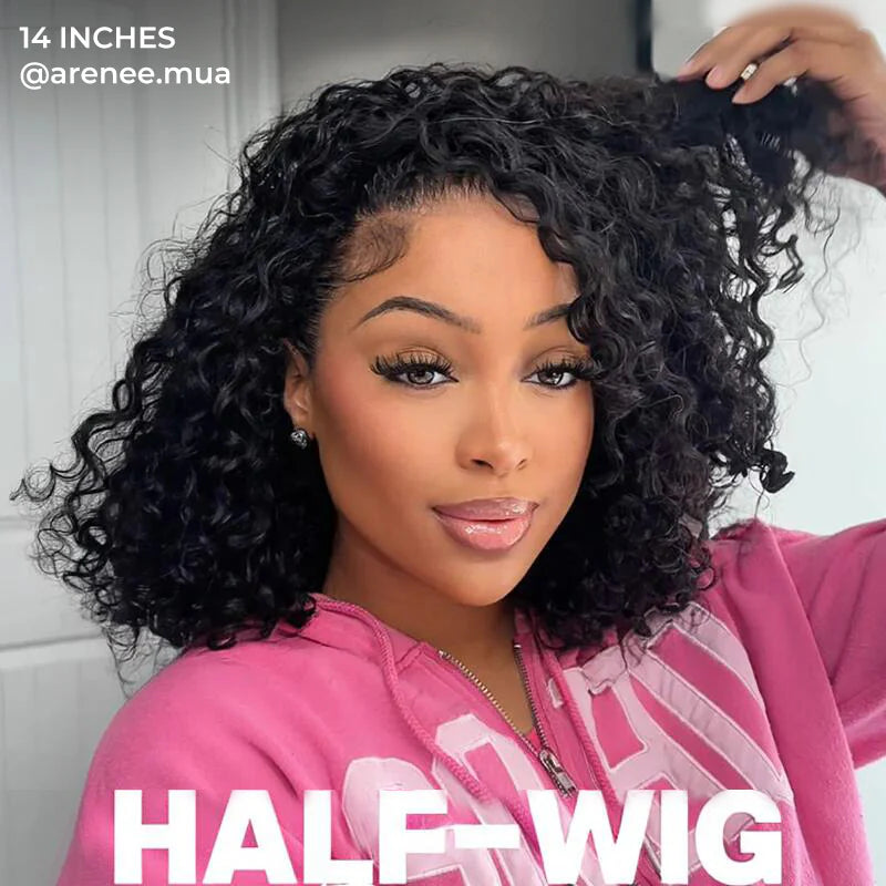 Water Wave Half Wig Invisible Hairline Beginner Friendly