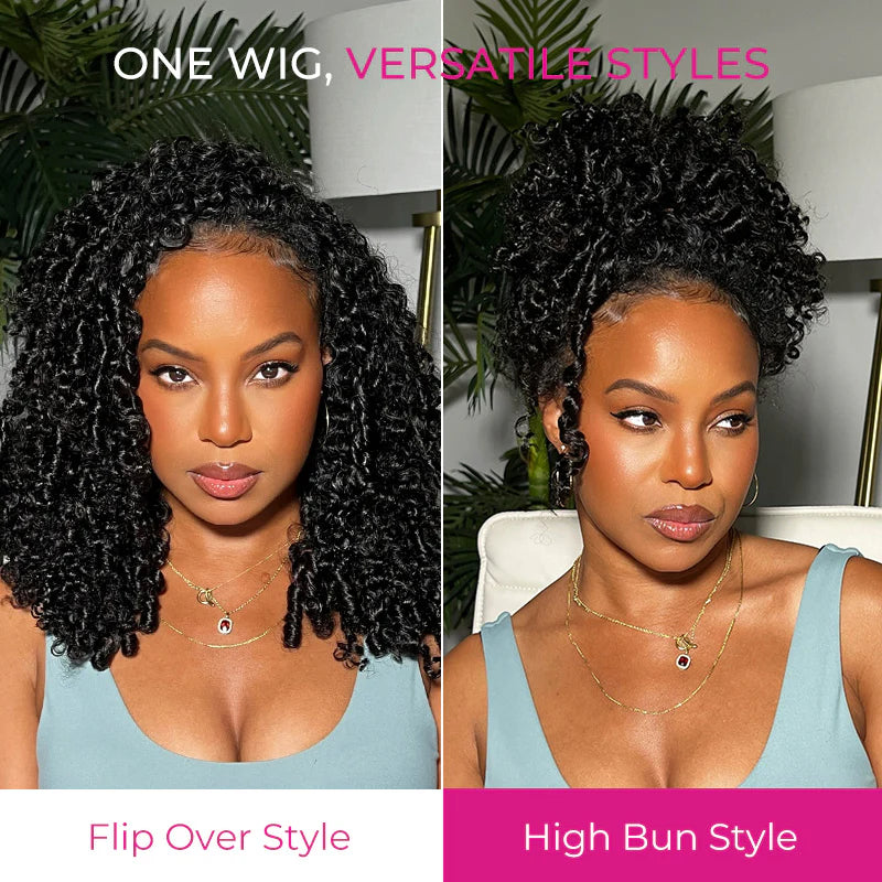 Curly Half Wig Seamless Kinky Curly Flip Over Wig Beginner Friendly