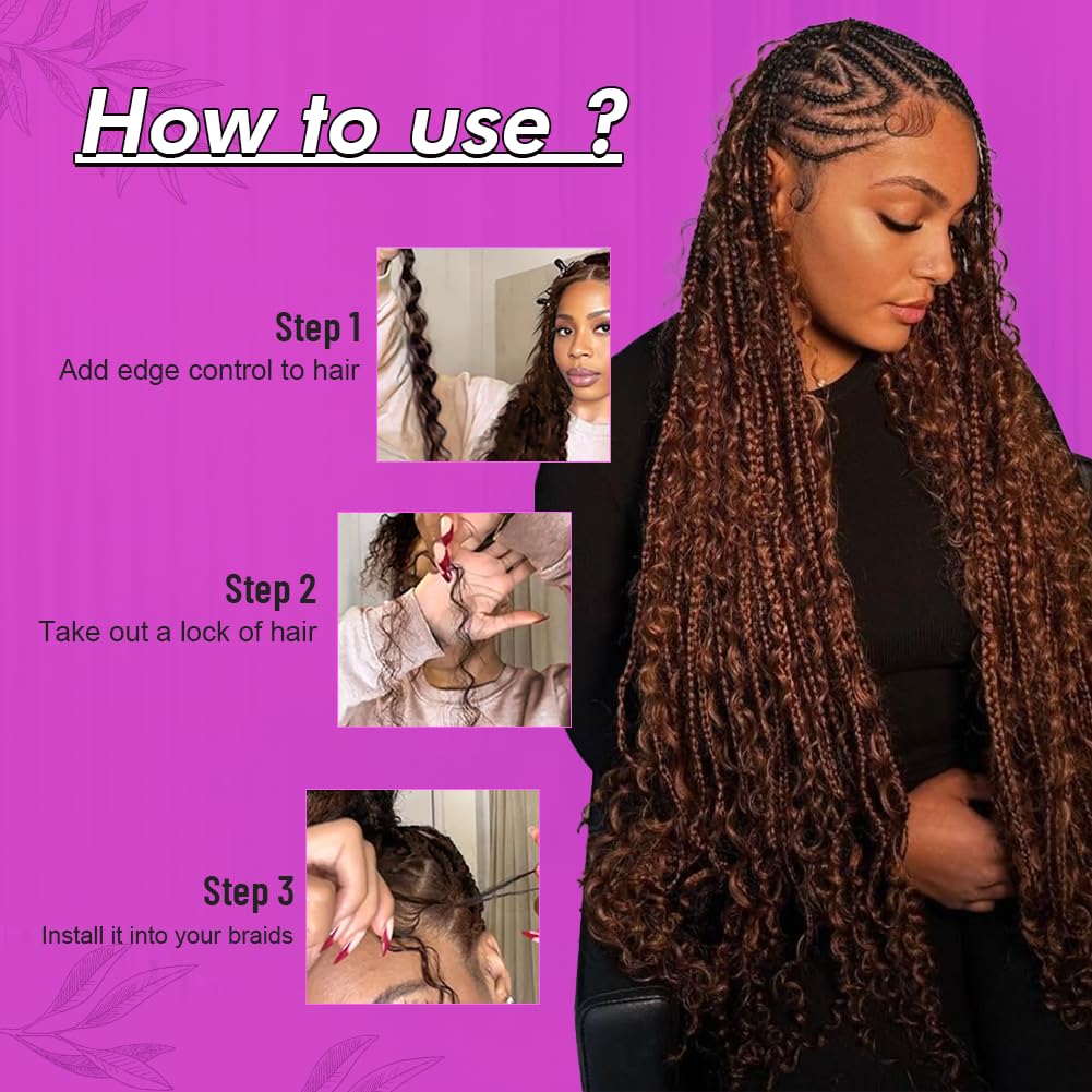 Human Boho Braiding Hair Deep Wave Bulk Boho Hair for Braiding Curly Bundles Human Hair Dark Brown