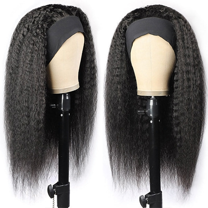 Headband Wig Human Hair Glueless Kinky Straight Natural Wig