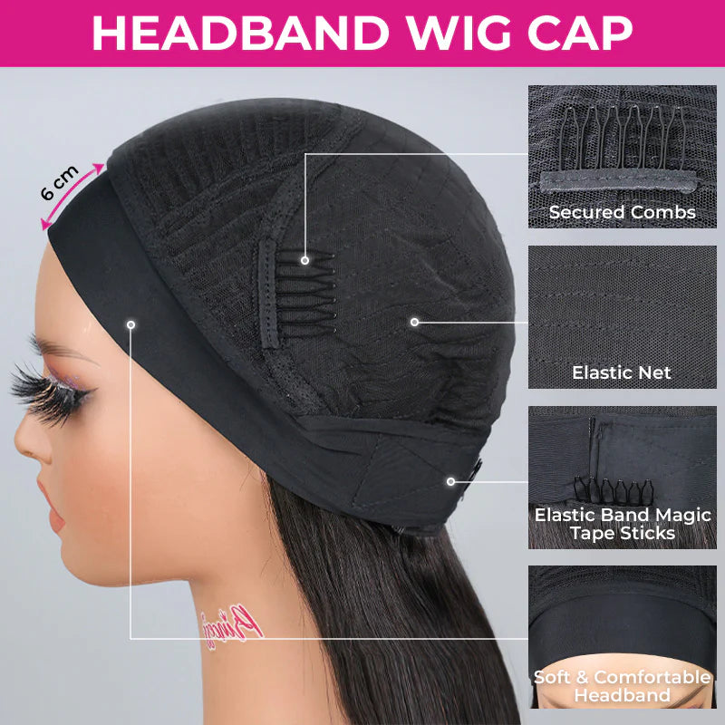 Kinky Curly Headband Wig 180% Density Human Hair Glueless Wig