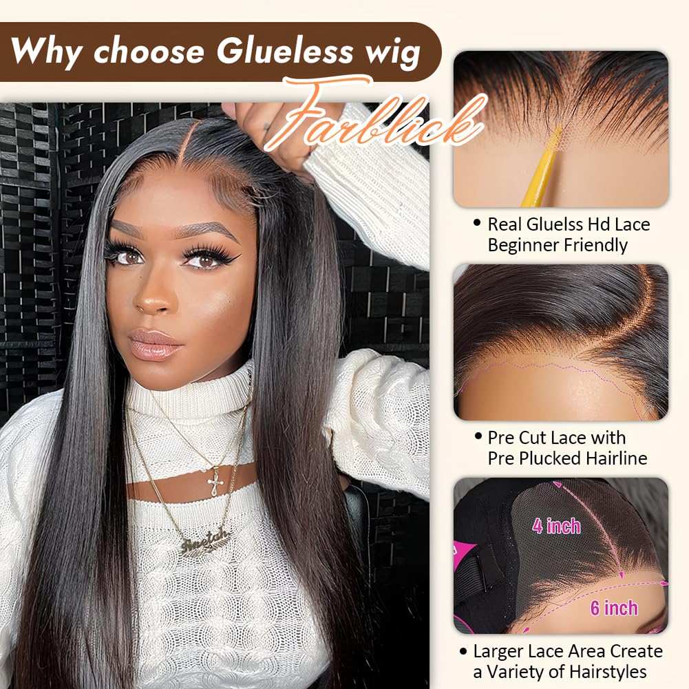 4x4 HD Glueless Lace Front Human Hair Wig Silk Straight Wear and go Wig