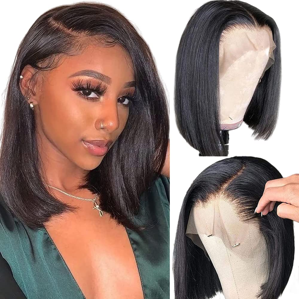13x4 Bob Wig Lace Front Wigs Pre Plucked with Baby Hair 180% Density Short Bob Wigs
