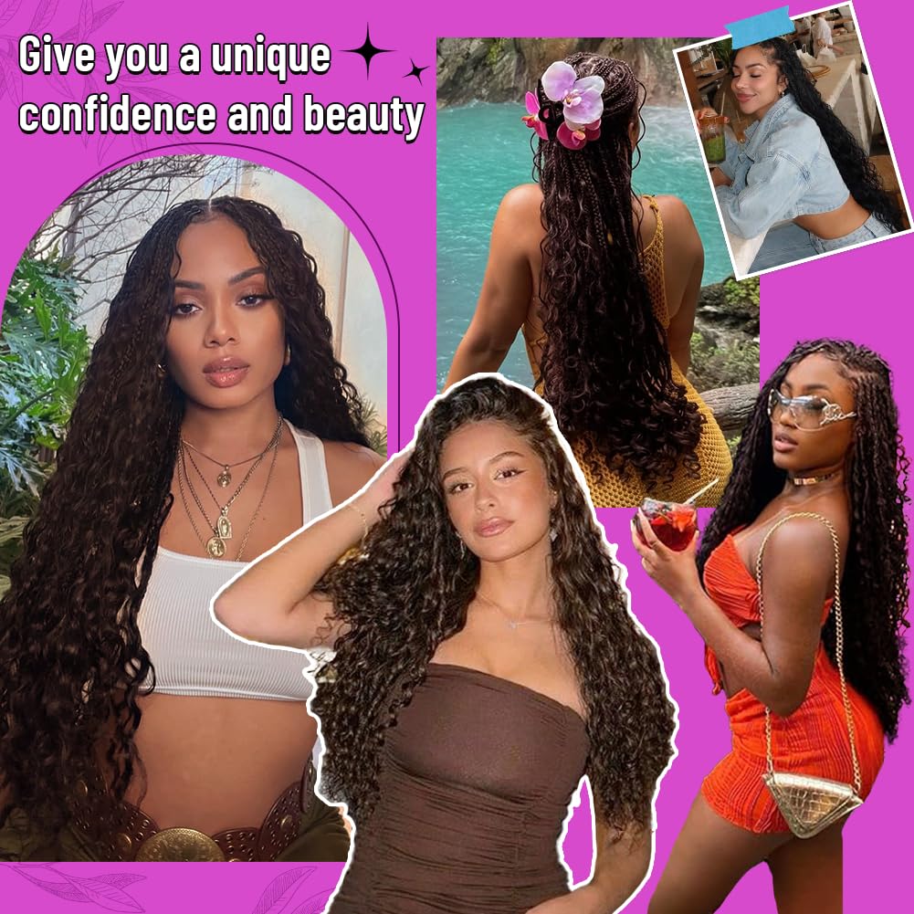 Human Boho Braiding Hair Deep Wave Bulk Boho Hair for Braiding Curly Bundles Human Hair Dark Brown