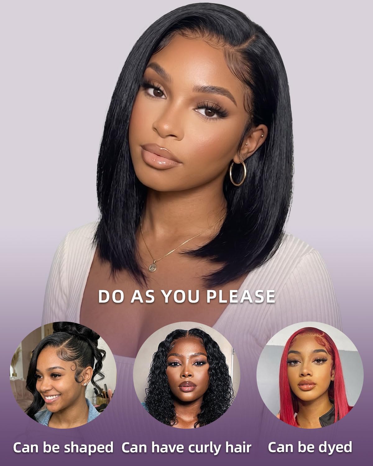 13x4 Bob Wig Lace Front Wigs Pre Plucked with Baby Hair 180% Density Short Bob Wigs