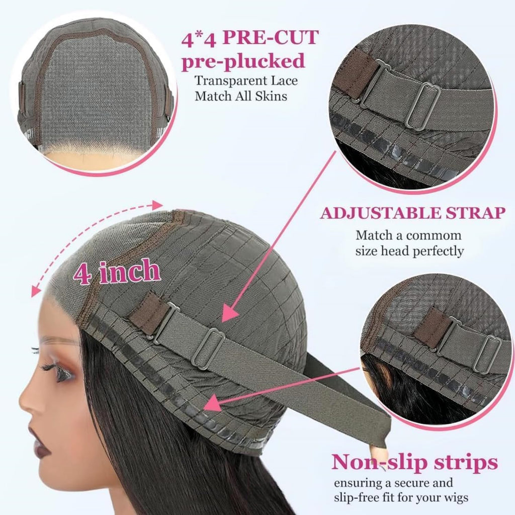 Wear and Go Glueless Bob Wig Human Hair Pre Plucked Pre Cut 4x4 HD Transparent Lace Front Wigs