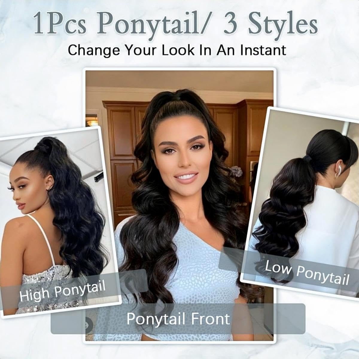 Body Wave Ponytail Clip In 100% Human Hair