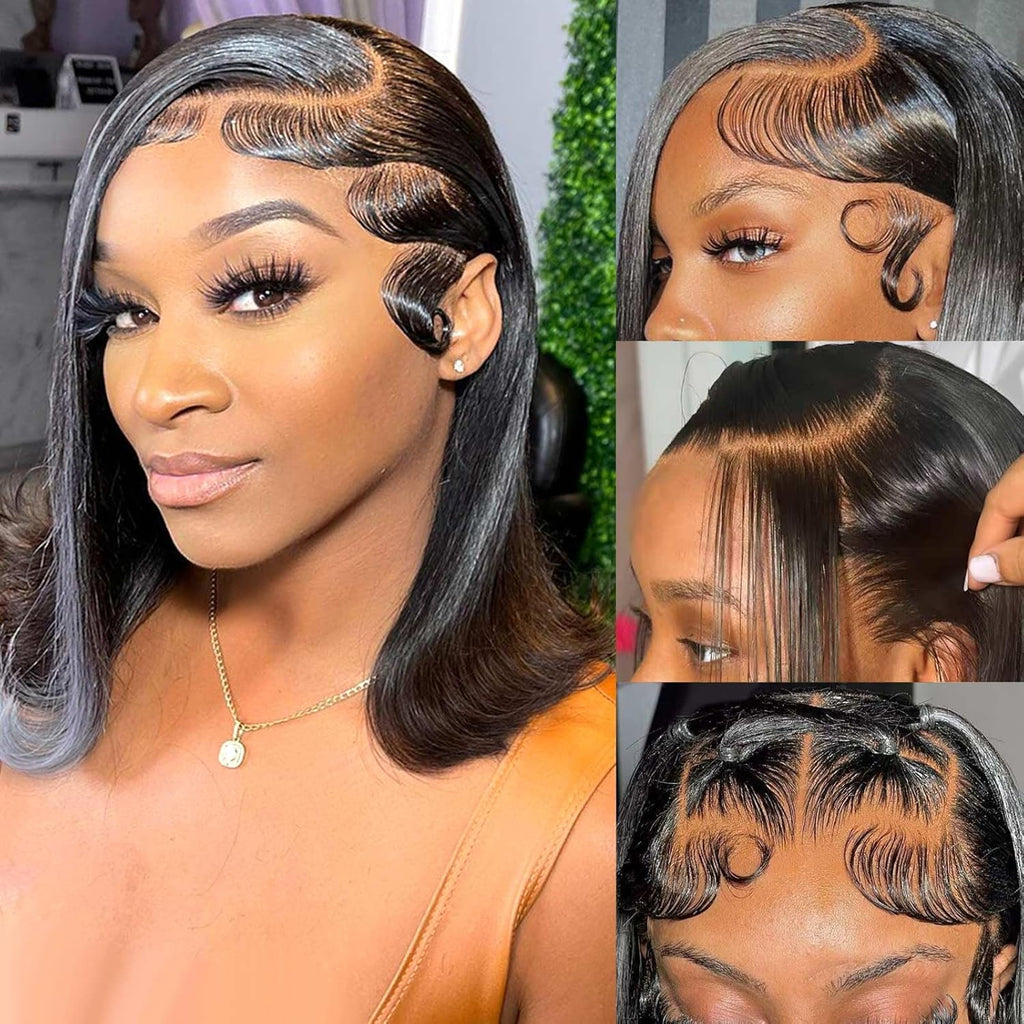 13x4 Bob Wig Lace Front Wigs Pre Plucked with Baby Hair 180% Density Short Bob Wigs