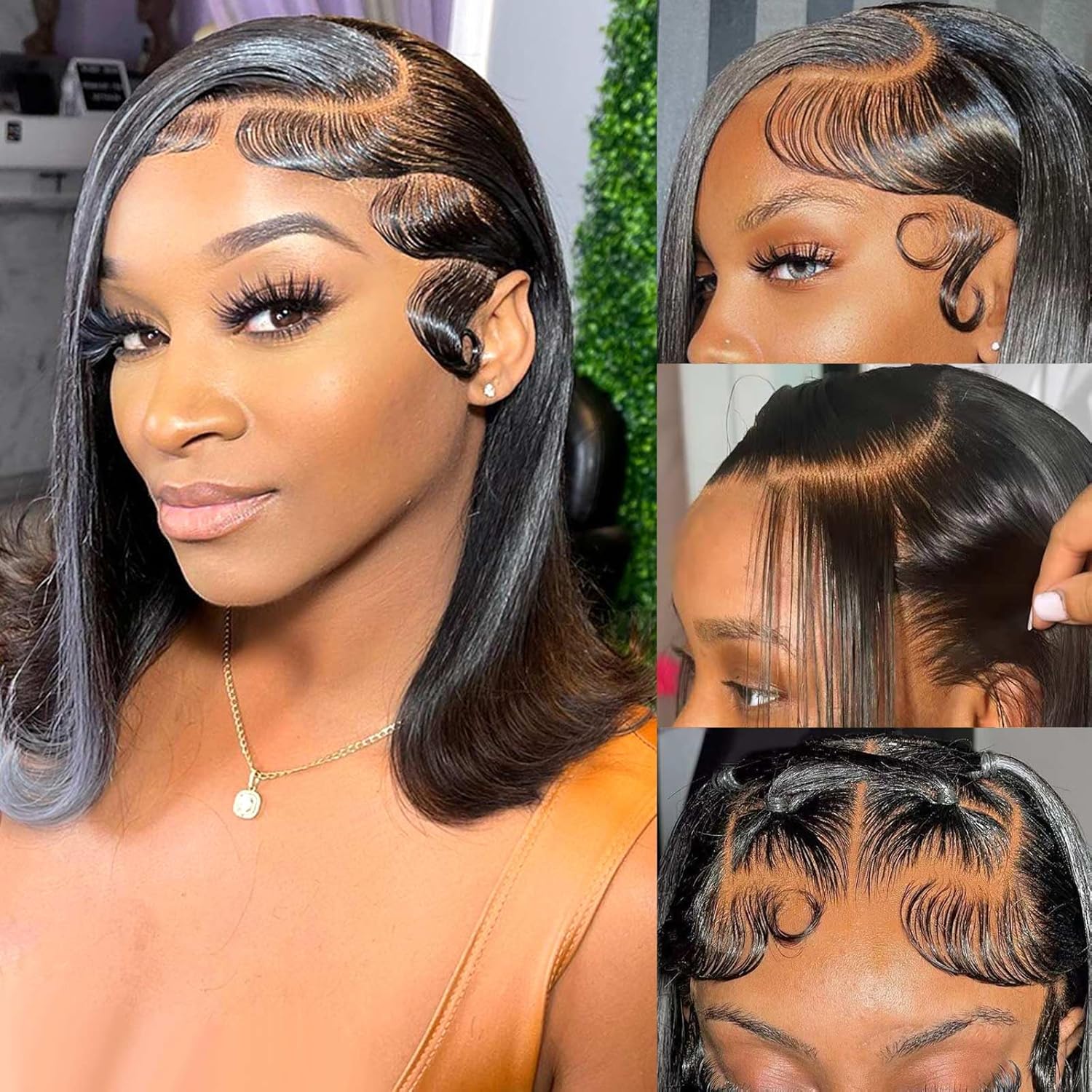 13x4 Bob Wig Lace Front Wigs Pre Plucked with Baby Hair 180% Density Short Bob Wigs
