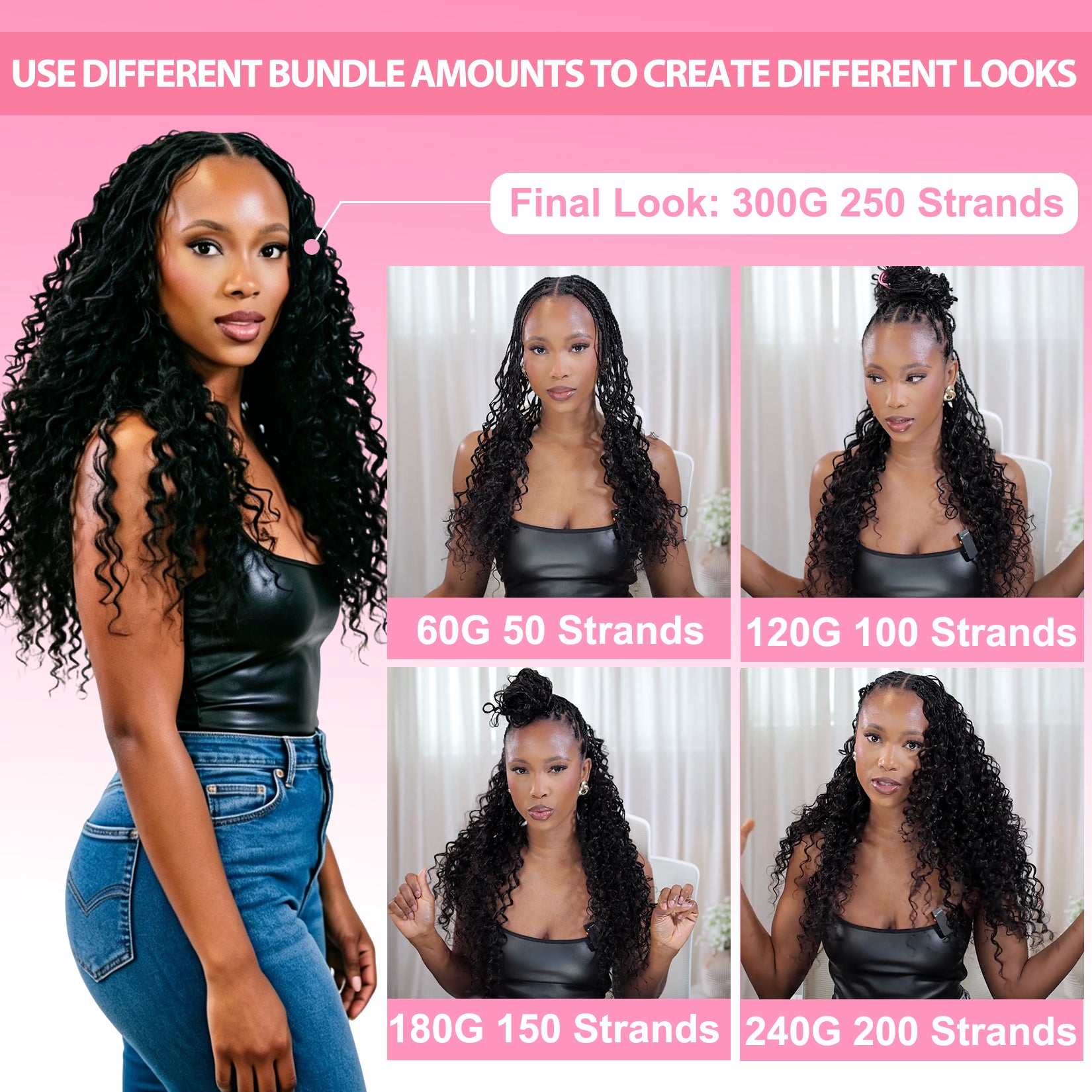 Burmese Curly Crochet Human Hair, Designed for Miracle Knots Boho Braids Plush Texture Time-Saving Wear 60g/pack