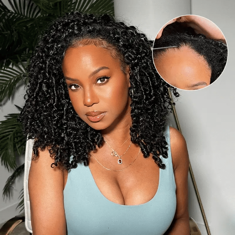 Curly Half Wig Seamless Kinky Curly Flip Over Wig Beginner Friendly