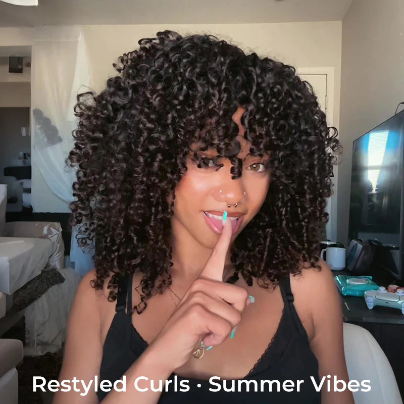 Curly Half Wig Seamless Kinky Curly Flip Over Wig Beginner Friendly