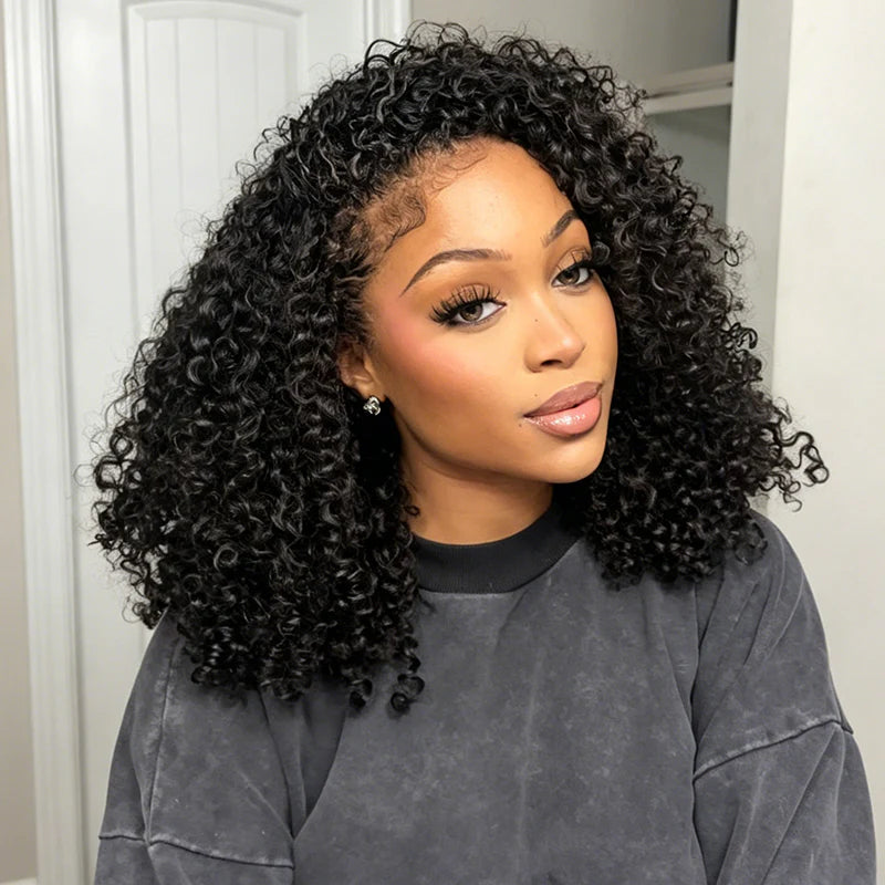 Curly Half Wig Seamless Kinky Curly Flip Over Wig Beginner Friendly