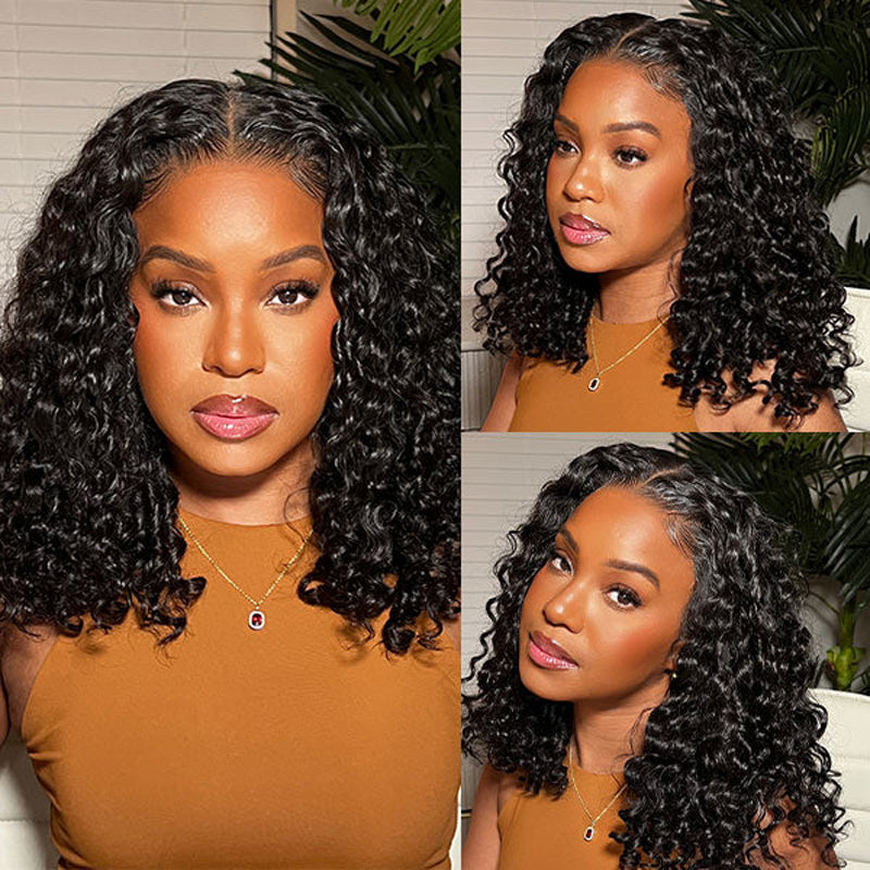 Water Wave Wear Go Glueless Lace Closure Bob Wigs Pre Plucked HD Lace Wig with Natural Hairline