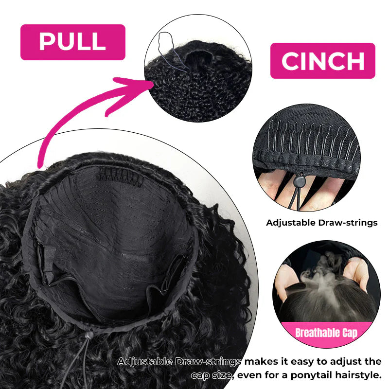 Burmese Curly Half Wig InvisiFit Strap Human Hair Wear Go Glueless Wig for Beginners