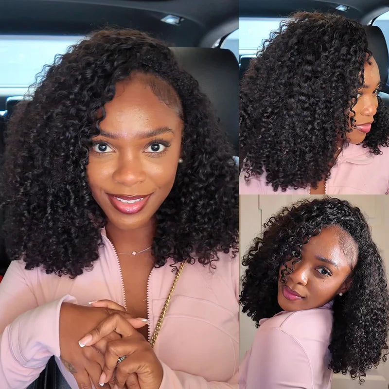 Curly Half Wig Seamless Kinky Curly Flip Over Wig Beginner Friendly