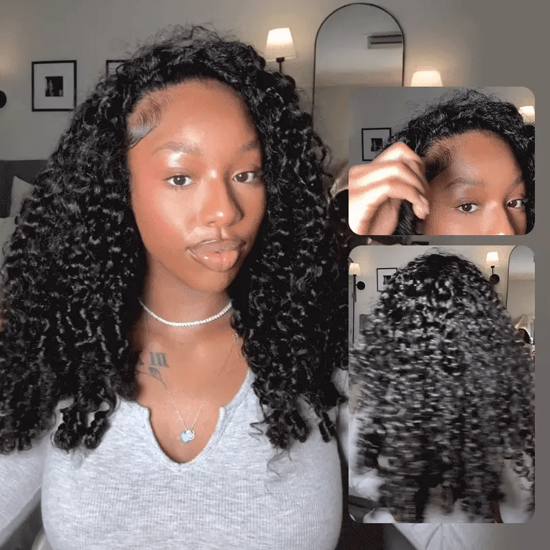Burmese Curly Half Wig InvisiFit Strap Human Hair Wear Go Glueless Wig for Beginners