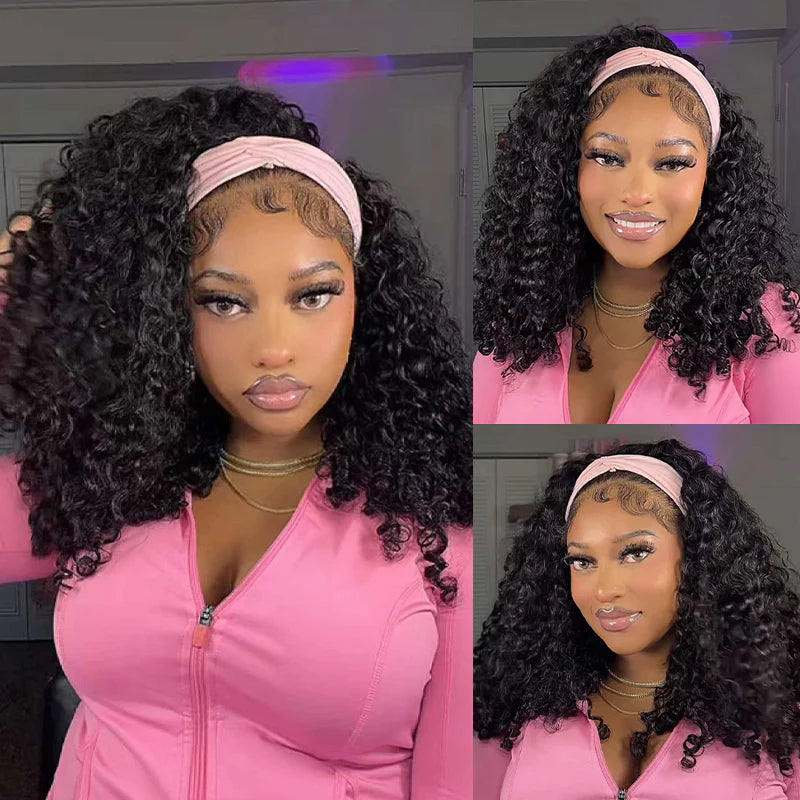 Burmese Curly Half Wig InvisiFit Strap Human Hair Wear Go Glueless Wig for Beginners