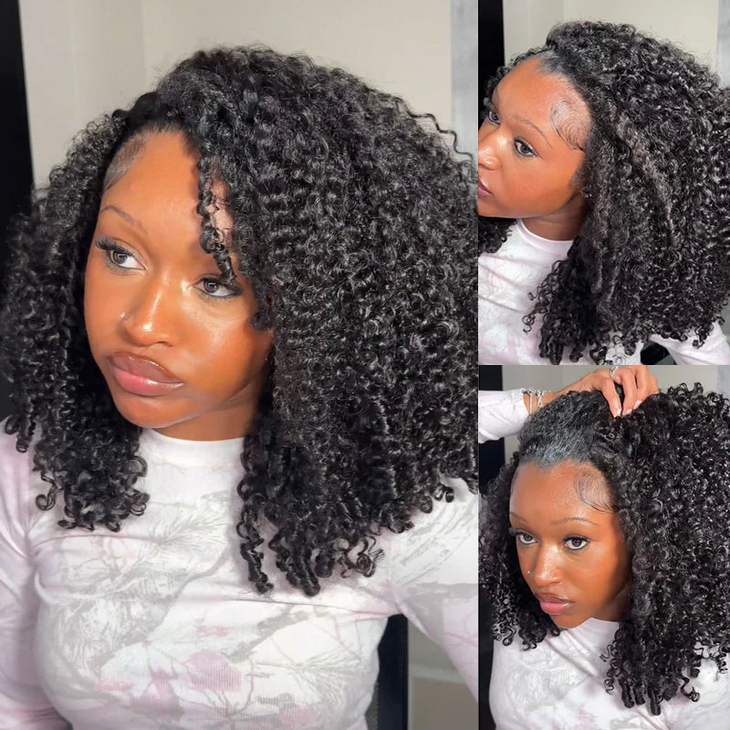 Curly Half Wig Seamless Kinky Curly Flip Over Wig Beginner Friendly